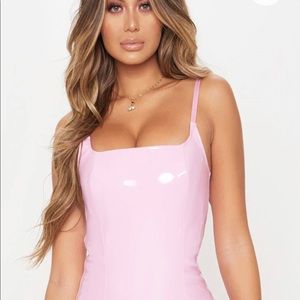 Missguided Baby Pink Patent Leather Mini Dress